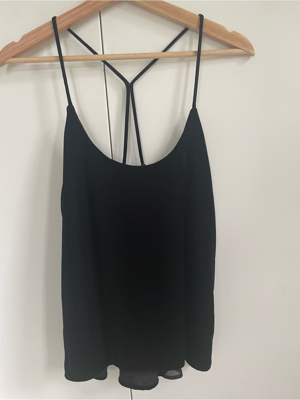 ZARA Black Velvet Open Back Strappy Camisole Tank Top S